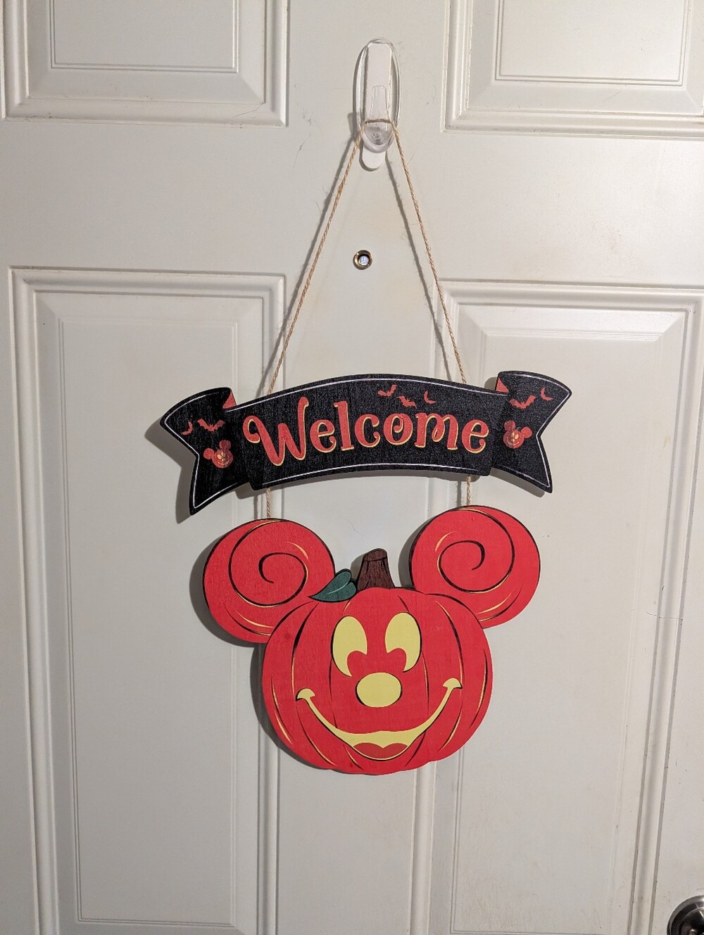 Welcome Red Pumpkin Mickey Door Hanger -